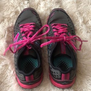New Balance running shoes- black, grey, hot pink